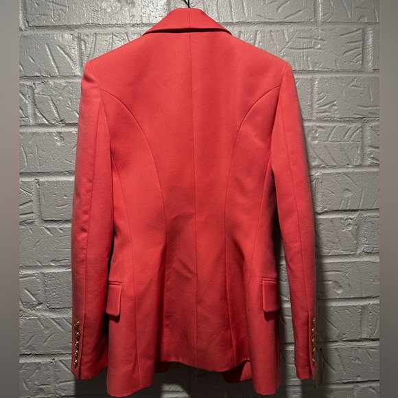 New Balmain Double-Breasted Wool Salmon Pink Blazer Size 34 - Picture 9 of 16